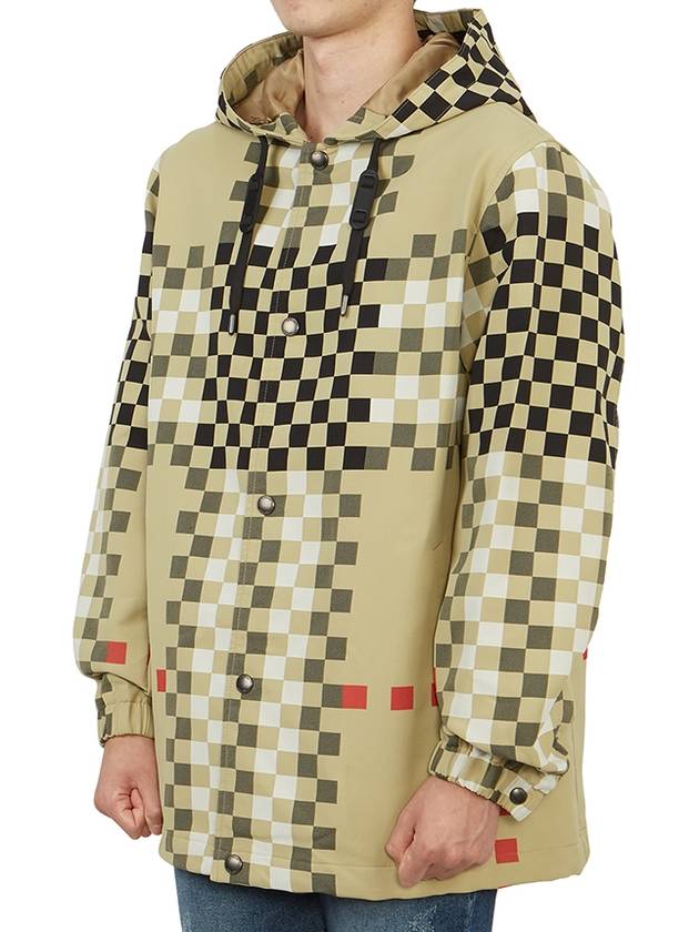 Men's Pixel Check Nylon Hooded Jacket Archive Beige - BURBERRY - BALAAN 4