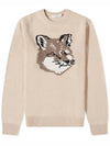 Men's Big Fox Head Classic Pullover Knit Top Beige - MAISON KITSUNE - BALAAN 3