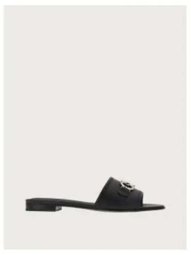 Women's Gancini Rhodes Logo Slippers Black - SALVATORE FERRAGAMO - BALAAN 2