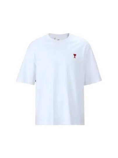 Small Heart Logo Boxy Fit Short Sleeve T-Shirt White - AMI - BALAAN 2