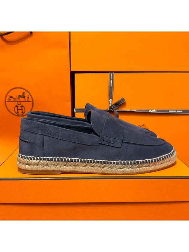 Men's loafers suede goatskin trip espadrille navy - HERMES - BALAAN 4