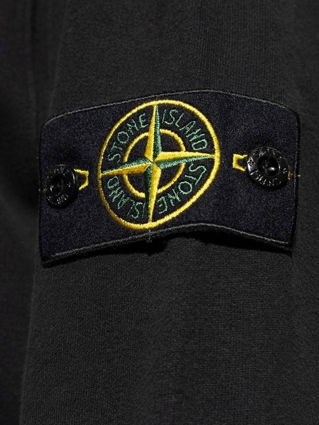 Wappen Patch Brushed Cotton Fleece Hoodie Black - STONE ISLAND - BALAAN 5