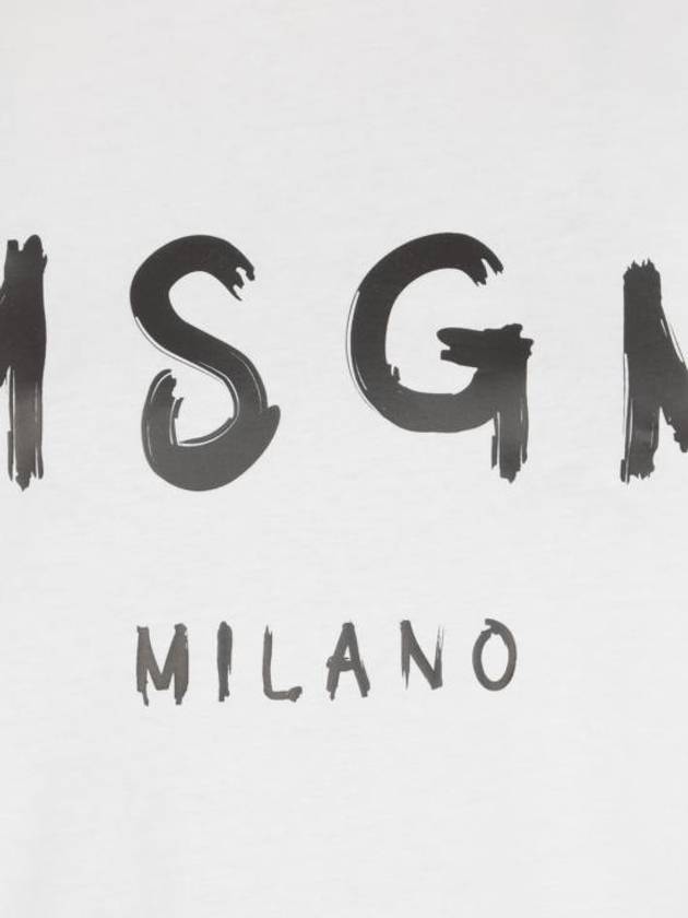 Milano Brushed Logo Long Sleeve T-Shirt White - MSGM - BALAAN 6