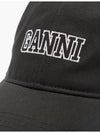 Embroidered Logo Organic Cotton Canvas Velcro Strap Ball Cap Hat Black - GANNI - BALAAN 2