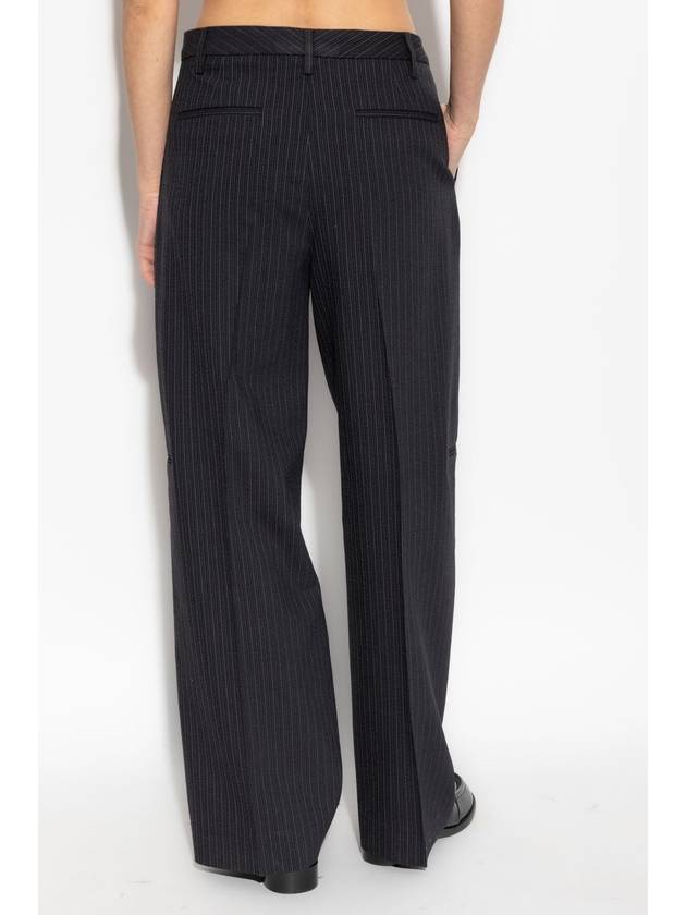 Acne Studios Pinstriped Pleated Trousers, Women's, Black - ACNE STUDIOS - BALAAN 4