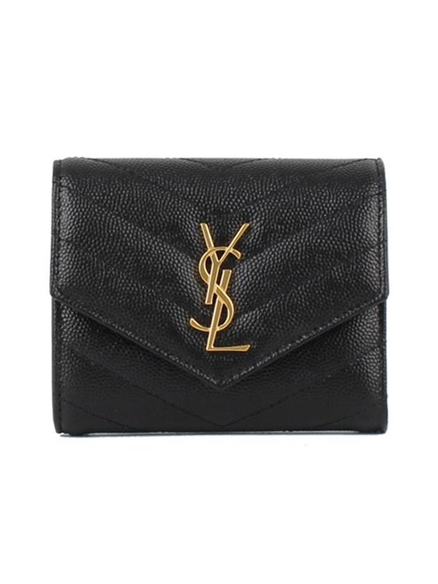 Monogram Cassandra Matelasse Half Wallet Black - SAINT LAURENT - BALAAN 2