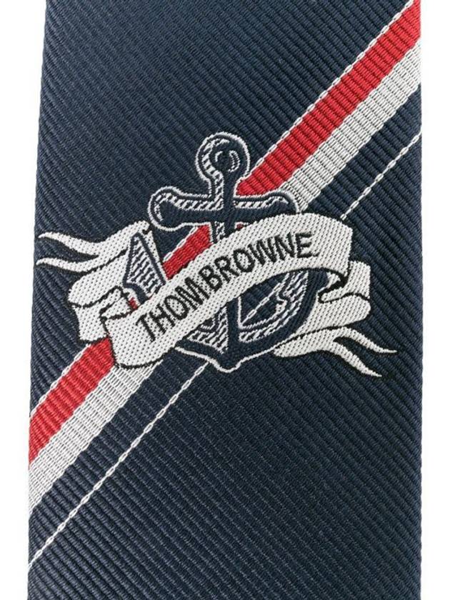 anchor ankle jacquard silk tie navy - THOM BROWNE - BALAAN.