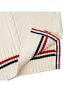 Men's Cable Stitch Merino Striped Wool Knit Top White - THOM BROWNE - BALAAN 8