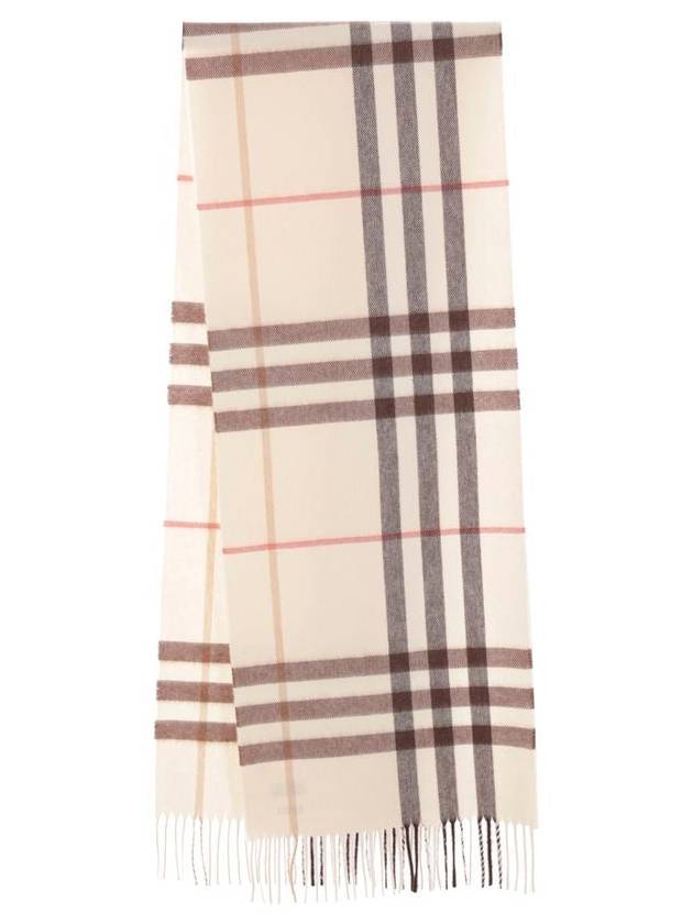 Check Pattern Cashmere Scarf Alabaster - BURBERRY - BALAAN 4