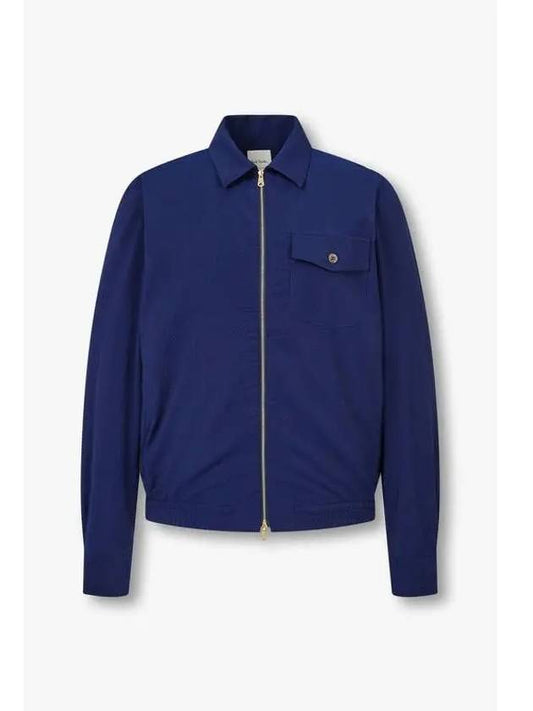 Seersucker zip up collar overshirt blue - PAUL SMITH - BALAAN 1