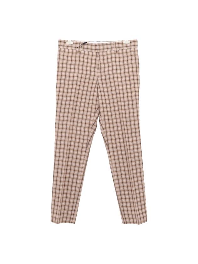 Men's Gingham Check Wool Straight Pants Beige Brown - BURBERRY - BALAAN 1