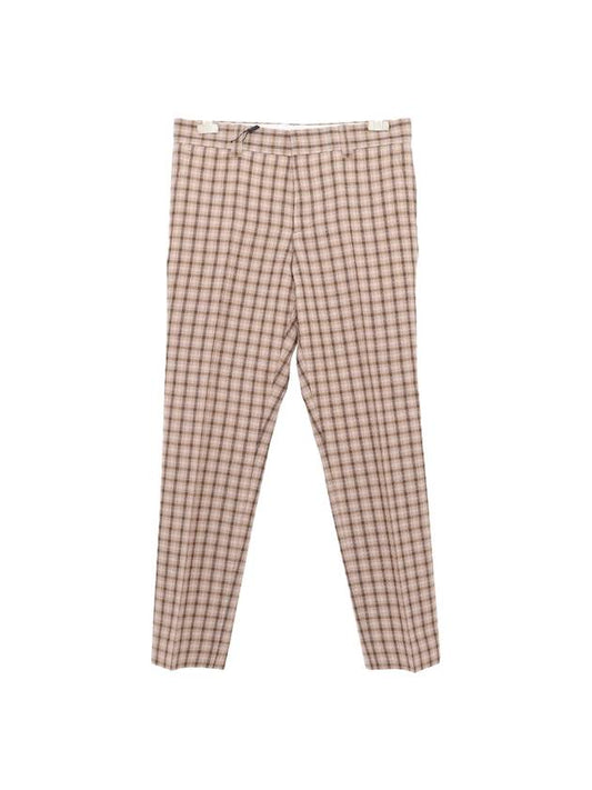 Men's Gingham Check Wool Straight Pants Beige Brown - BURBERRY - BALAAN 1