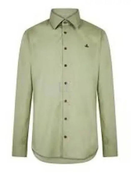 Men's Embroidered ORB Long Sleeve Shirt Light Green - VIVIENNE WESTWOOD - BALAAN 2
