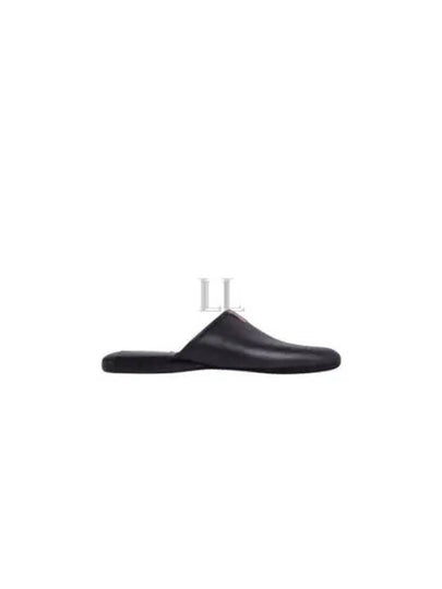 Pebbled Grosgrain Tab Leather Slippers Black - THOM BROWNE - BALAAN 2