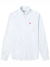 Men's Tricolor Fox Patch Cotton Long Sleeve Shirt Blue - MAISON KITSUNE - BALAAN 2