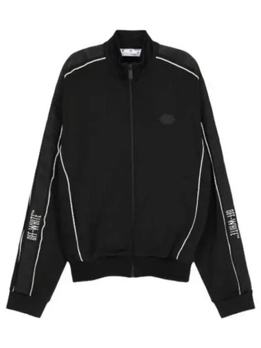 Tape Logo Panel Track Jacket Black Jumper - OFF WHITE - BALAAN 1