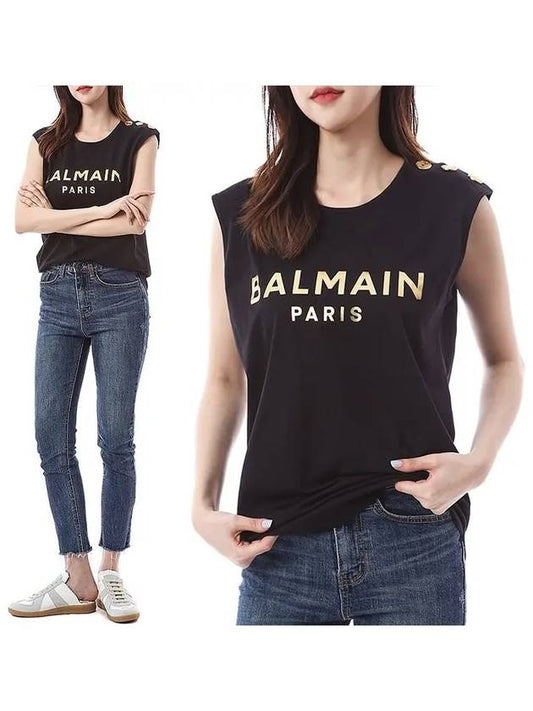 Women's Gold Logo Sleeveless Black - BALMAIN - BALAAN 2