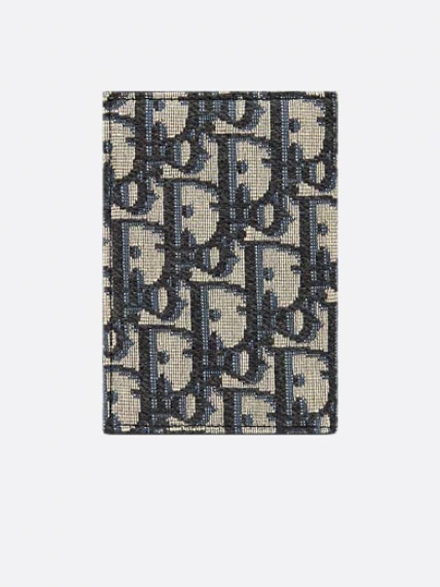 Vertical Half Card Holder Beige And Black  Oblique Jacquard - DIOR - BALAAN 3