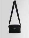 Re-Nylon Saffiano Leather Triangle Logo Cross Bag Black - PRADA - BALAAN 2