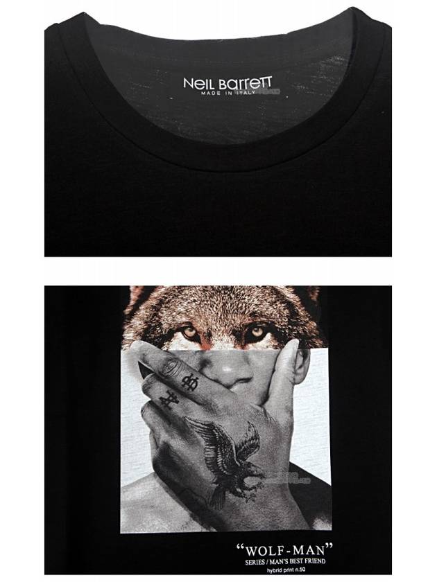 Wolfman Print Short Sleeve T-Shirt Black - NEIL BARRETT - BALAAN 7