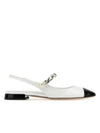 Leather Slingback Flat White - MIU MIU - BALAAN 1