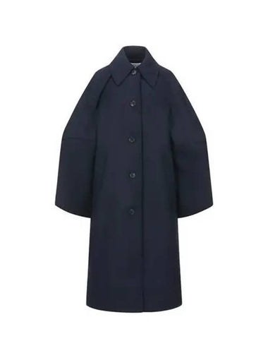 Coat Women Balloon Sleeve Wool Navy - JW ANDERSON - BALAAN 1