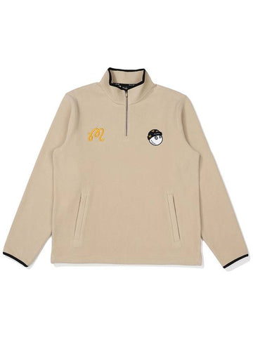 Wiz Collection Wizard Fleece Half Zip T Shirt BEIGE MAN - MALBON GOLF - BALAAN 1