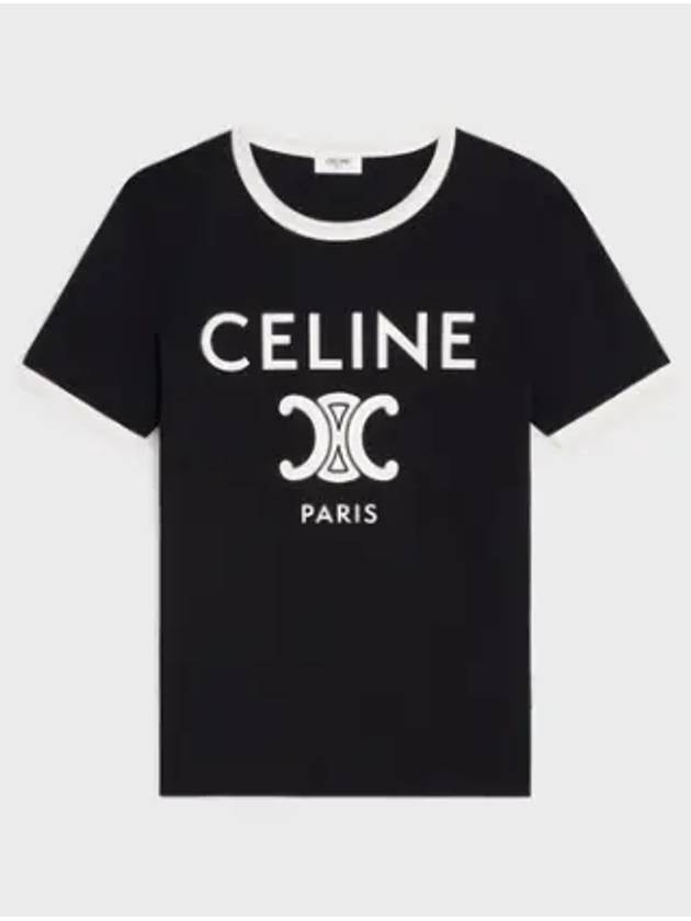 Paris T-Shirt in Cotton Jersey Black White - CELINE - BALAAN 8