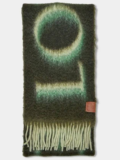 Logo Fringe Wool Mohair Scarf Green - LOEWE - BALAAN 2