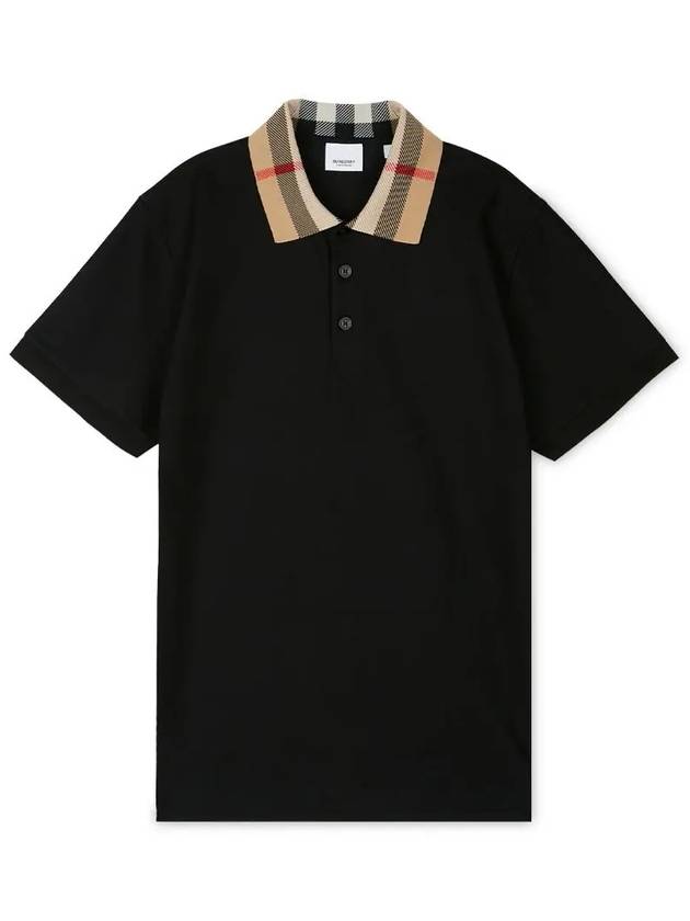 Check Collar Cotton Polo Shirt Black - BURBERRY - BALAAN 4