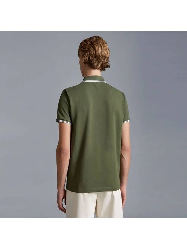 Logo Patch Cotton Polo Shirt Green - MONCLER - BALAAN 4