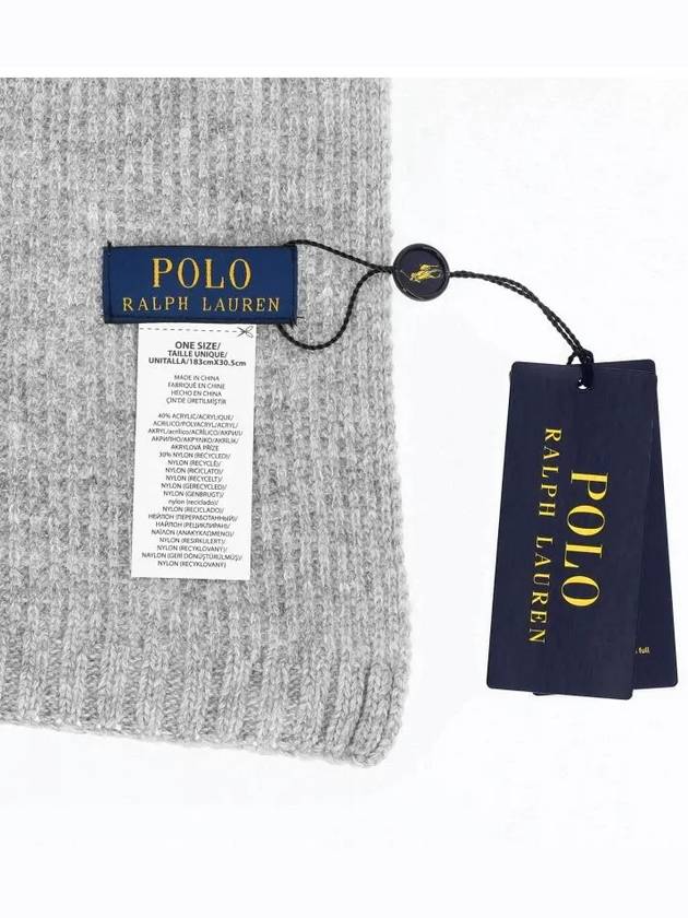 Embroidered Bear Wool Muffler Grey Heather - POLO RALPH LAUREN - BALAAN 4