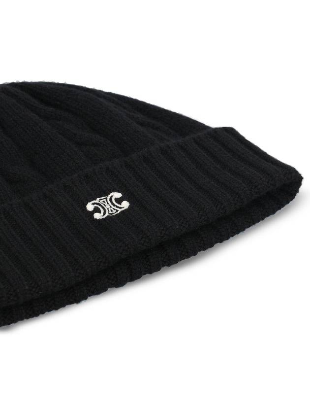 Triomphe Cable Knit Beanie Black - CELINE - BALAAN 3