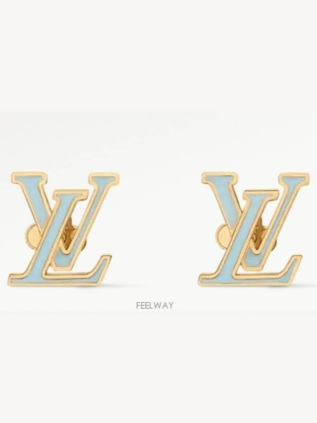 LV Iconic Enamel Earrings Gold Blue - LOUIS VUITTON - BALAAN 2