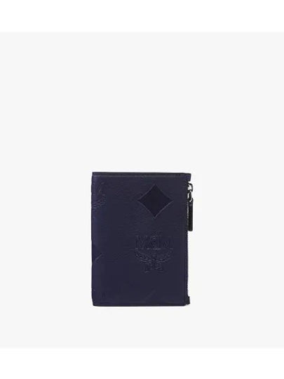 Aren Maxi Monogram Leather Snap Half Wallet Navy - MCM - BALAAN 2