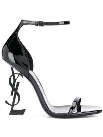 Monogram Leather Sandal Heels Black - SAINT LAURENT - BALAAN 2