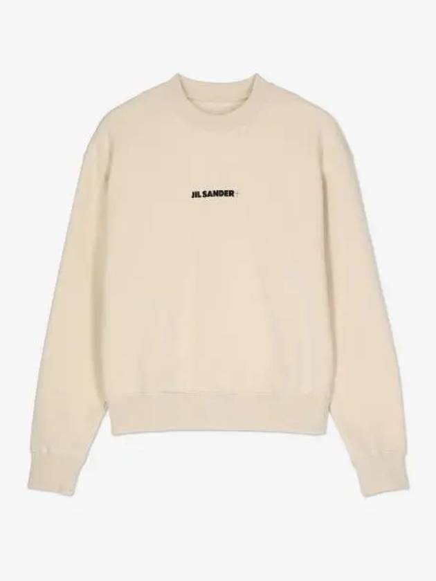 Front Logo Cotton Sweatshirt Beige - JIL SANDER - BALAAN 2