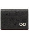 Salvatore Revival Gancini Bicolor Card Wallet Black - SALVATORE FERRAGAMO - BALAAN 3