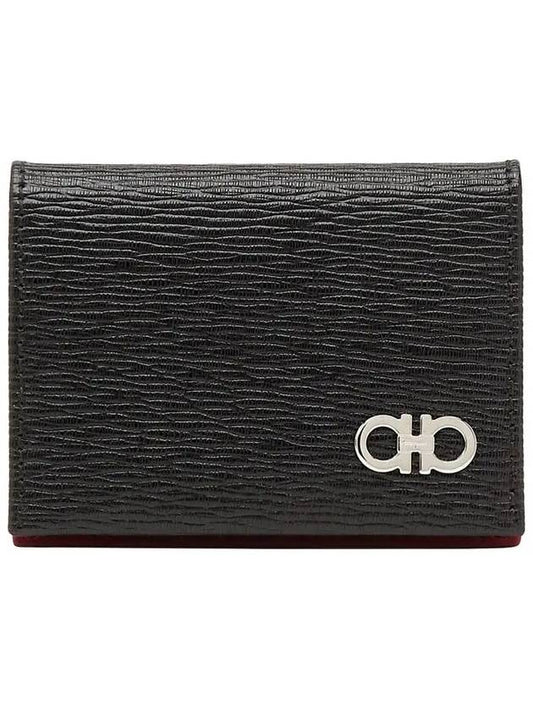 Salvatore Revival Gancini Bicolor Card Wallet Black - SALVATORE FERRAGAMO - BALAAN 2