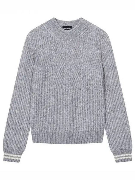 Women s Alpaca Blend Ribbed Knit Gray - EMPORIO ARMANI - BALAAN 1