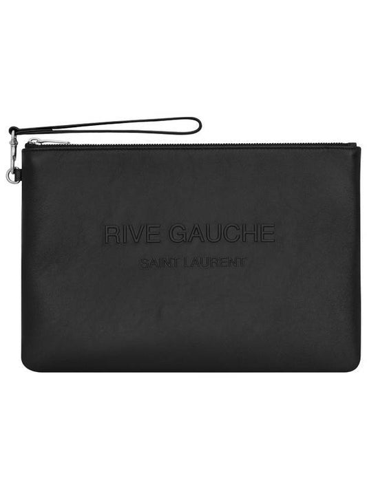 Rive Gauche Zipper Pouch Bag Black - SAINT LAURENT - BALAAN 1