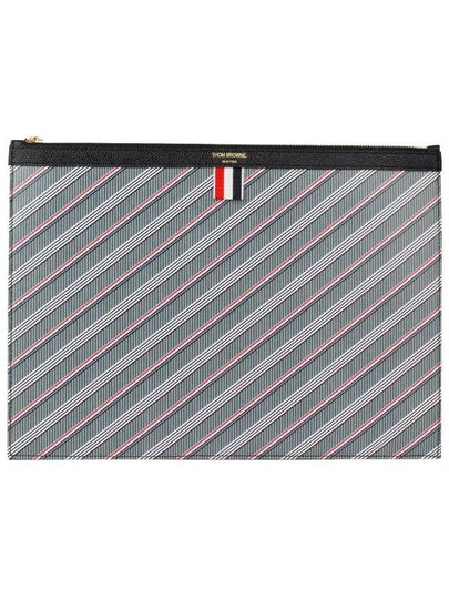 Monogram Coated Canvas Medium Clutch Bag Grey - THOM BROWNE - BALAAN 2