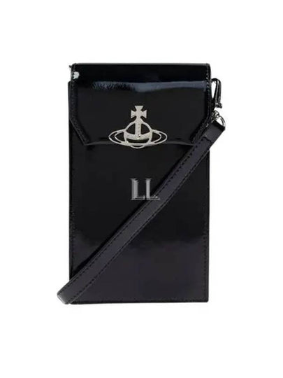 Logo Shiny Patent Phone Case Cross Bag Black - VIVIENNE WESTWOOD - BALAAN 2