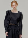 Square neck cotton blouse_Black - OPENING SUNSHINE - BALAAN 1