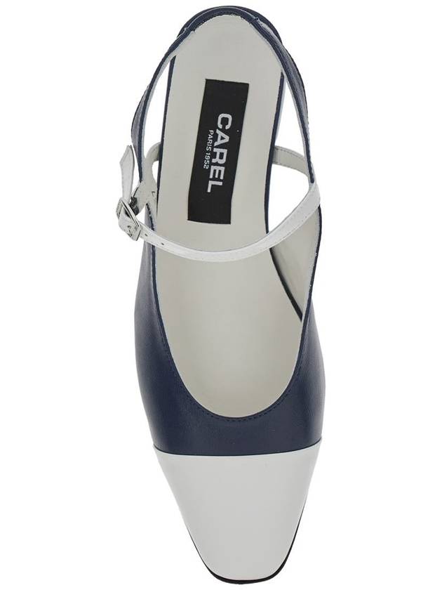 'Oceano' Blue Slingback Ballet Shoes With Contrasting Toe In Leather Woman - CAREL - BALAAN 4