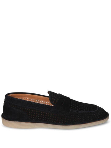 'Florio' Black Loafers With Logo Detail On The Rear And Penny Slot In Suede Woman - DOLCE&GABBANA - BALAAN 1