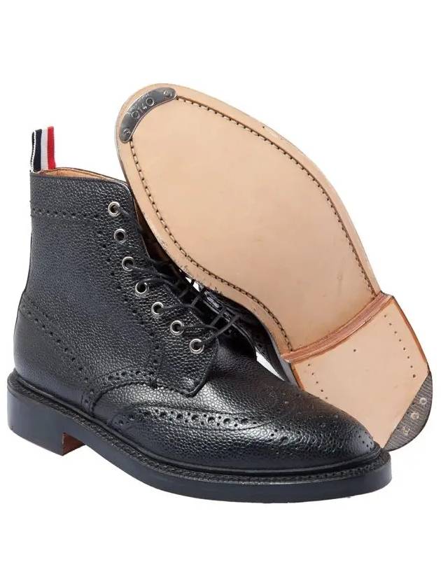 11th Anniversary Pebble Leather Wingtip Brogue Boots Black MFR016AP5210 - THOM BROWNE - BALAAN 4