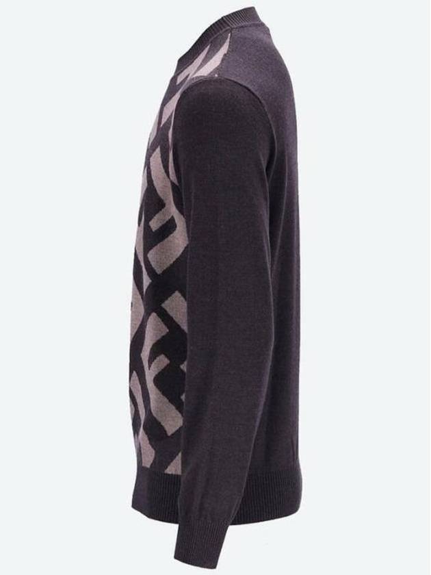 Monogram Jacquard Wool Crewneck Knit Top Brown - FENDI - BALAAN 3