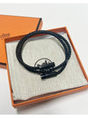 Tournis Tresse Leather Bracelet Noir - HERMES - BALAAN 4