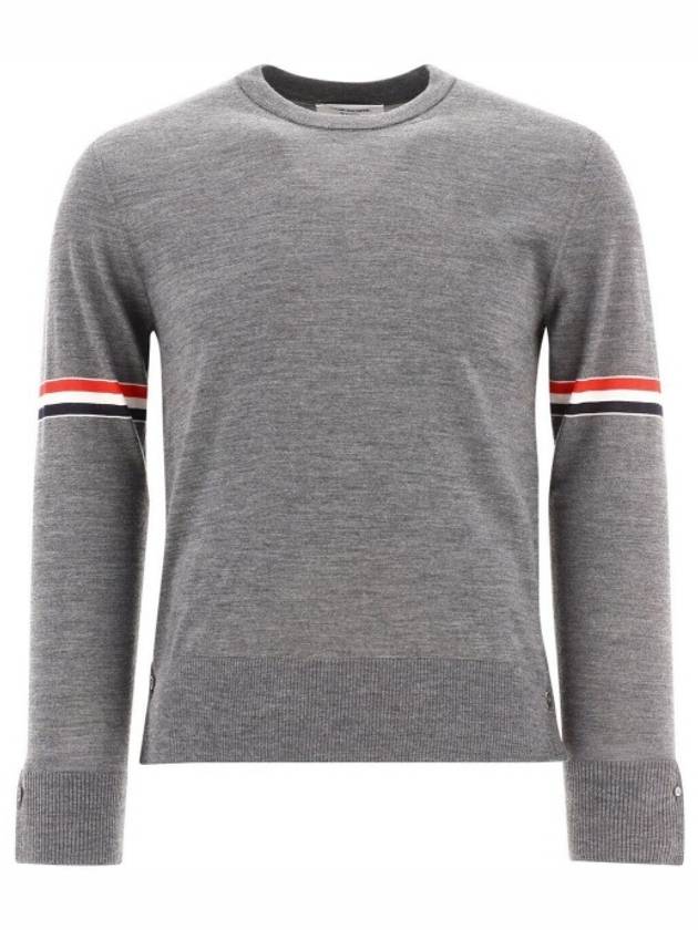 Merino Striped Crew Neck Knit Top Grey - THOM BROWNE - BALAAN 2